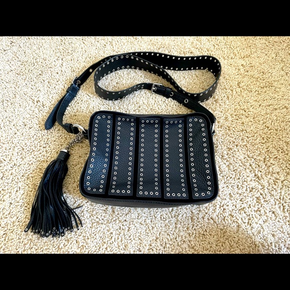 Michael kors black leather crossbody with velvet details - Picture 1 of 8